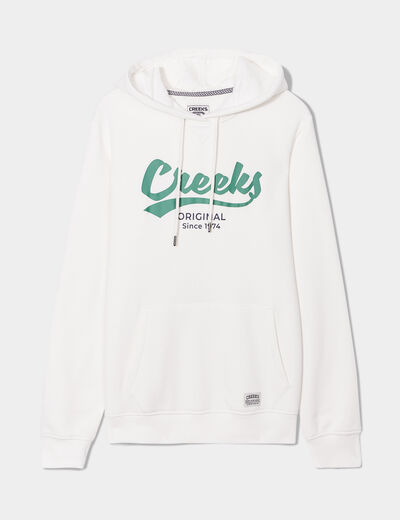 Sweat à capuche hoodie logo Creeks blanc homme