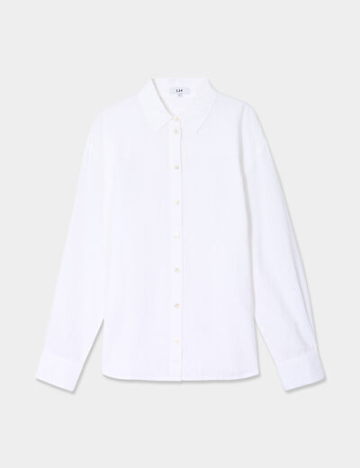Chemise oversize lin m&eacute;lang&eacute; blanc femme