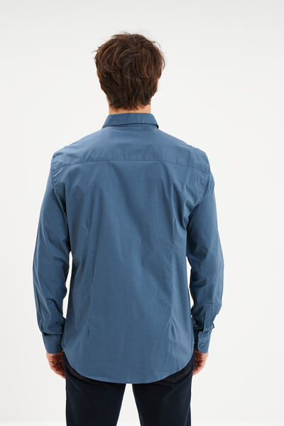 Chemise stretch manches longues bleu gris homme