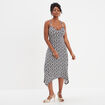Robe longue à bretelles avec coques ecru femme