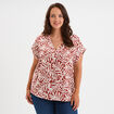Blouse col en V manches courtes terracotta femme grande taille