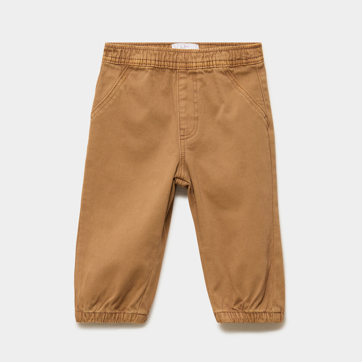 Pantalon jogger bas &eacute;lastiqu&eacute; coton marron b&eacute;b&eacute; gar&ccedil;on