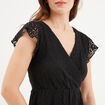Robe longueur genou dentelle &eacute;vas&eacute;e noir femme