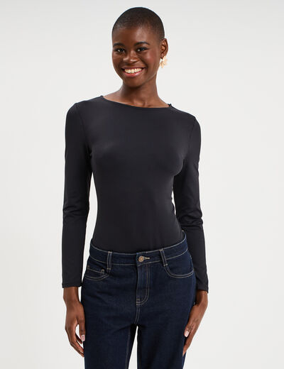 Body ajust&eacute; manches longues noir femme