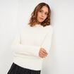 Pull col montant manches longues blanc femme