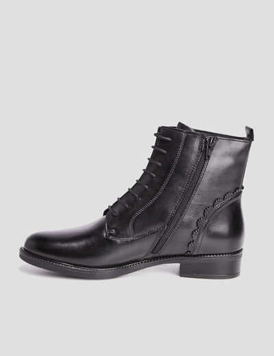 Bottines en cuir zippées noir femme
