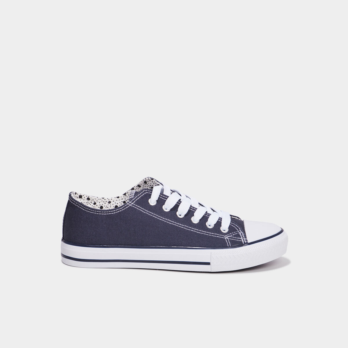 Tennis en toile à lacets bleu marine femme
