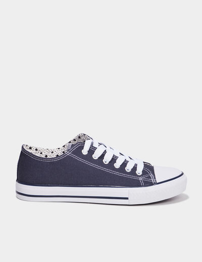 Tennis en toile à lacets bleu marine femme