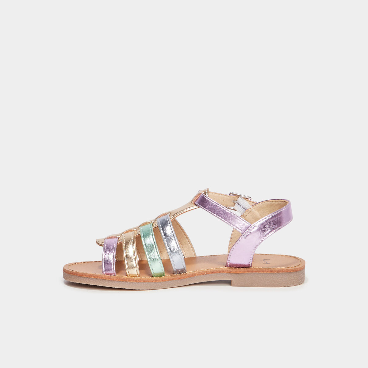 Sandales à brides métallisées gris argent fille