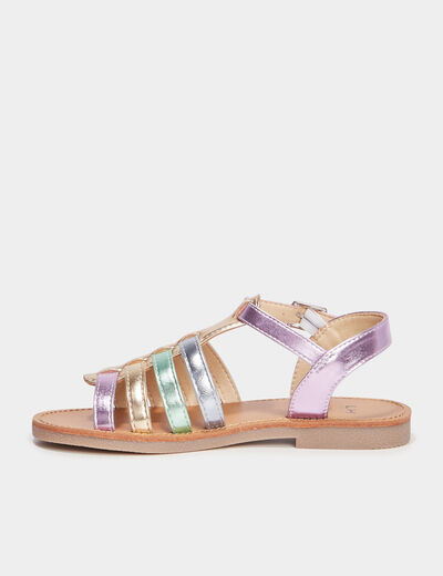 Sandales à brides métallisées gris argent fille