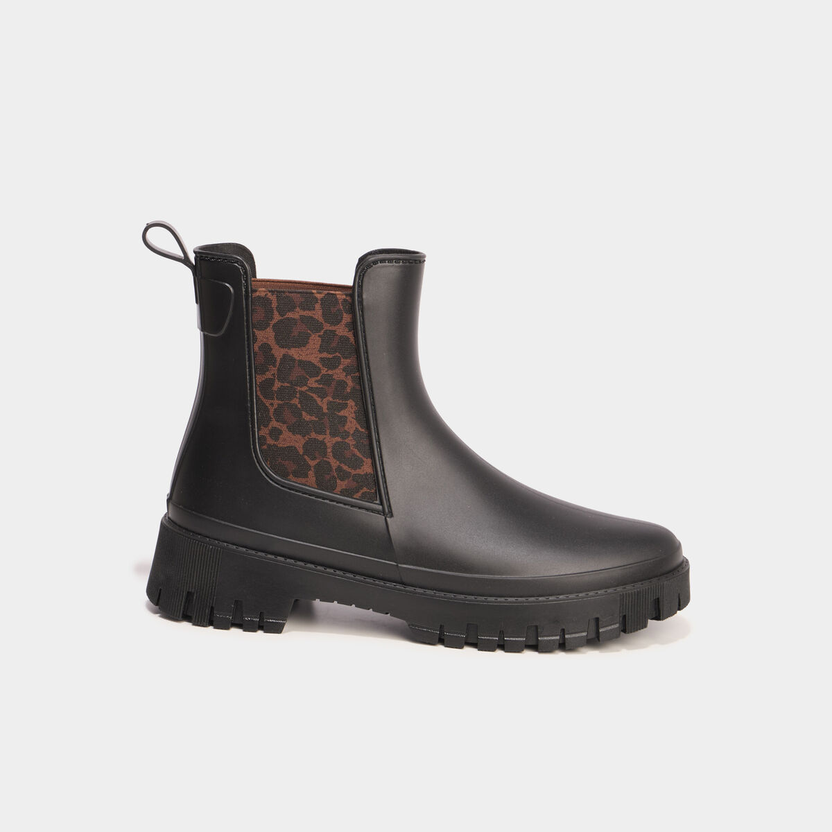 Boots de pluie &eacute;lastiqu&eacute;e noir femme