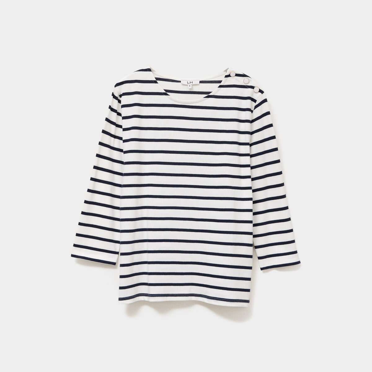 T-shirt manches 3/4 avec boutons coton ecru femme