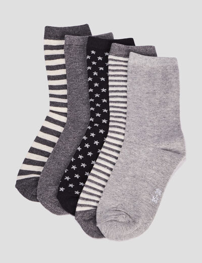 Lot 5 paires chaussettes noir femme