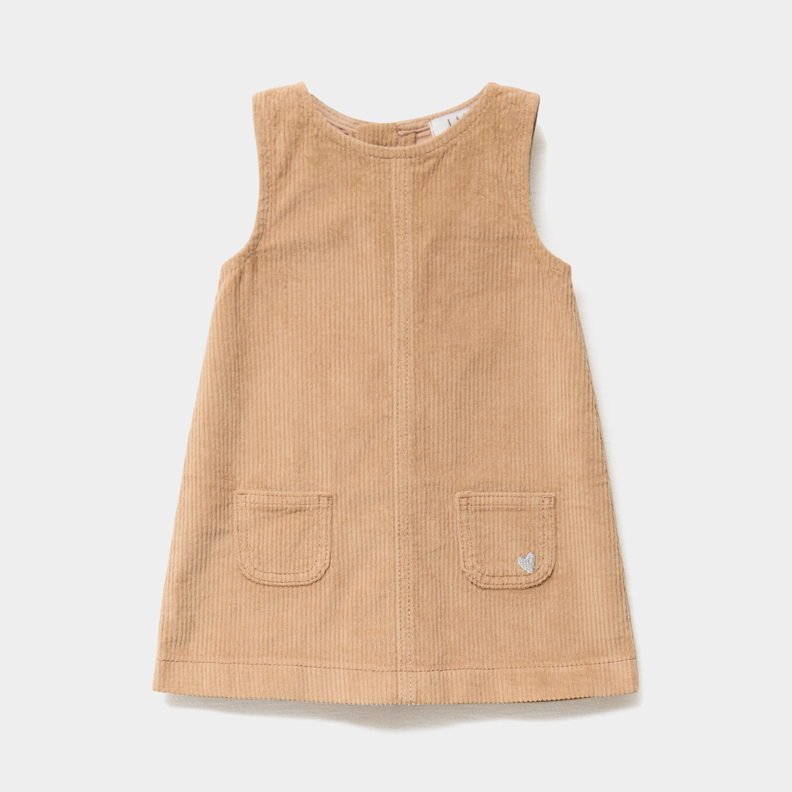 Robe chasuble effet velours côtelé coton marron clair bébé fille LH