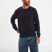 Pull col rond coton manches longues bleu foncé homme