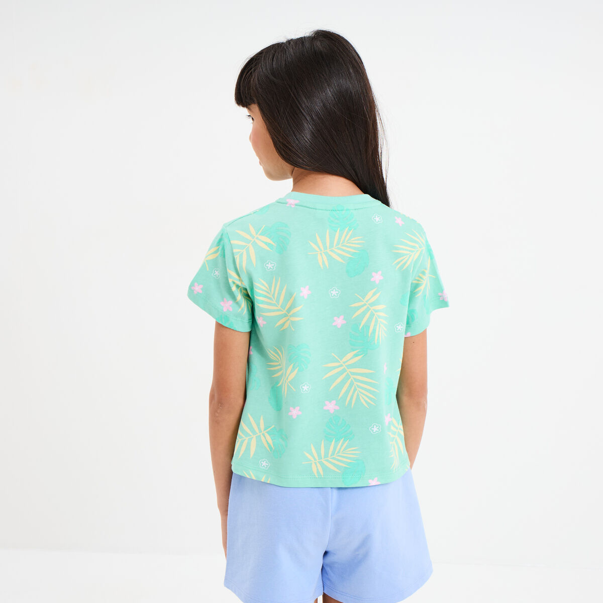 T-shirt cropped manches courtes Stitch multicolore fille