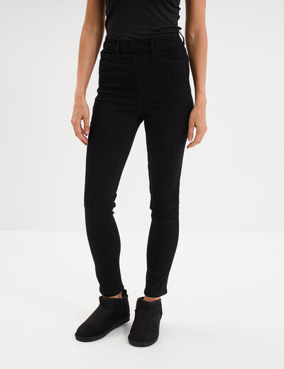 Jegging skinny taille haute denim noir femme