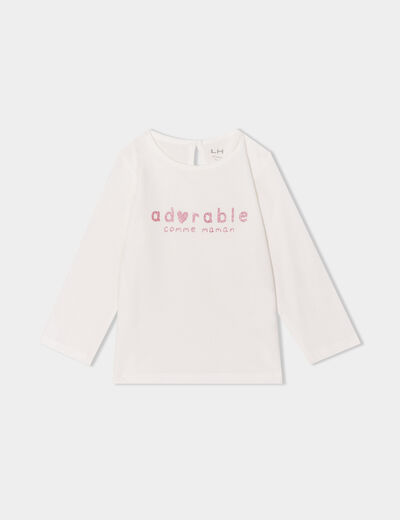 T-shirt manches longues coton blanc bébé fille