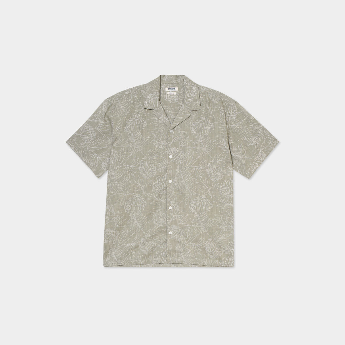 Chemise en coton manches courtes vert kaki homme