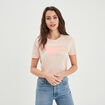 T-shirt oversize col rond coton Creeks orange corail femme