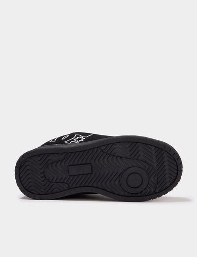 Tennis basses &agrave; lacets en cuir noir gar&ccedil;on