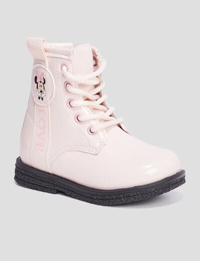 Bottines vernies zippées Minnie rose bébé fille