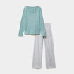 Ensemble pyjama 2 pi&egrave;ces pantalon bleu gris femme