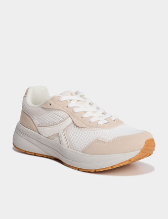 Baskets running &agrave; lacets sable femme