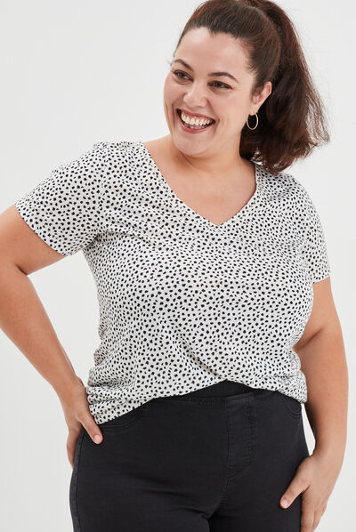 T-shirt manches courtes blanc femme grande taille