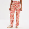 Pantalon avec pan noué mélange lin terracotta femme