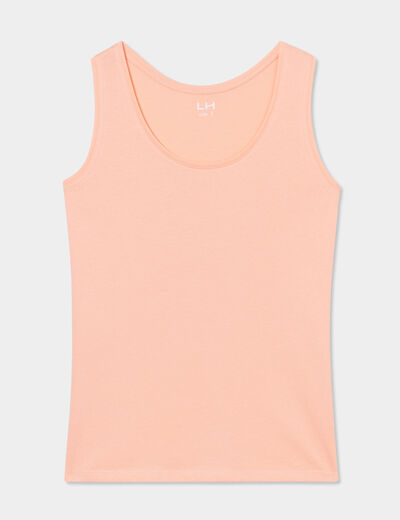 Débardeur bretelles larges coton rose corail femme