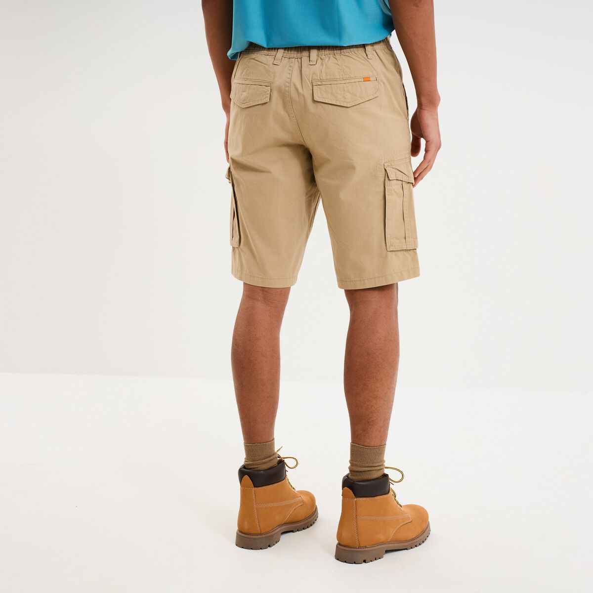 Bermuda short cargo poches &agrave; rabat coton beige homme