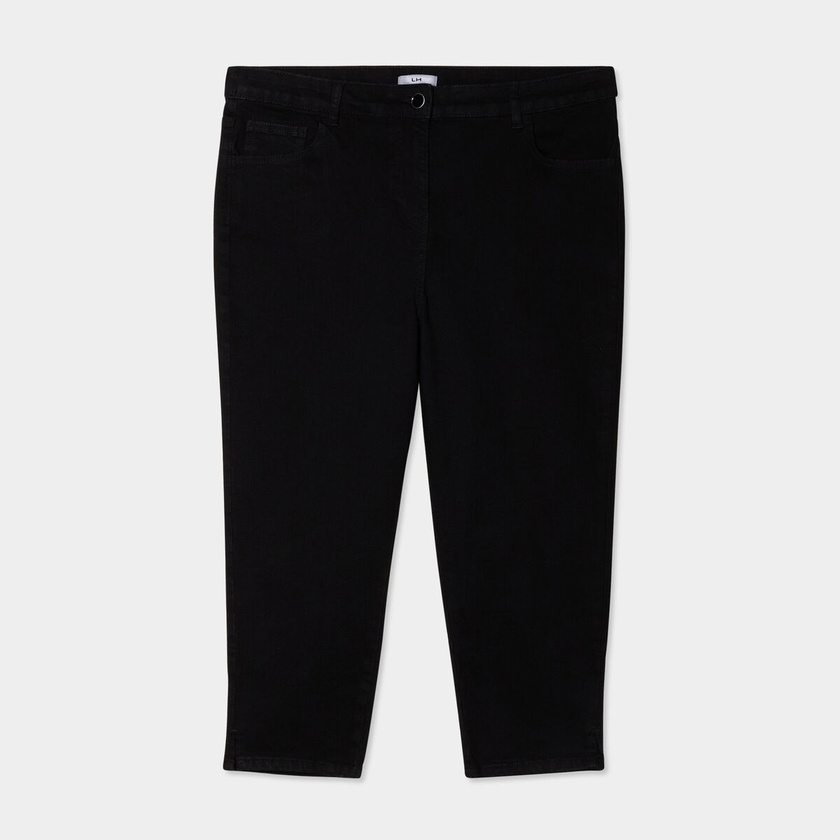 Pantalon capri skinny taille haute noir femme grande taille