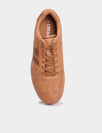 Tennis basses &agrave; lacets marron homme