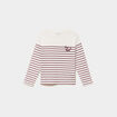 T-shirt coton col rond manches longues bordeaux fille