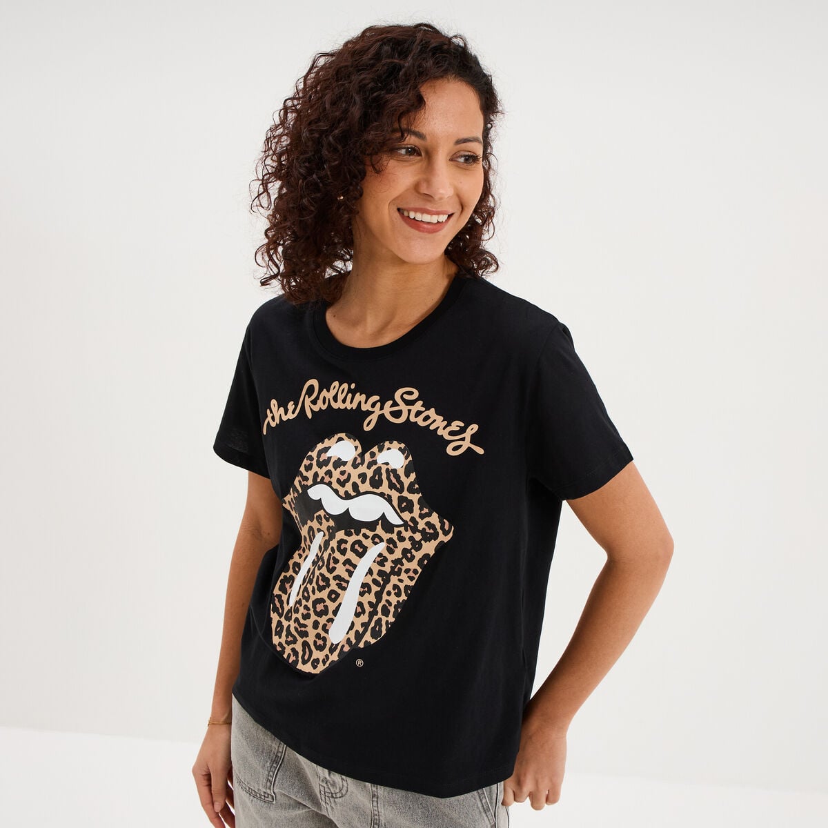 T-shirt manches courtes Rolling Stones noir femme