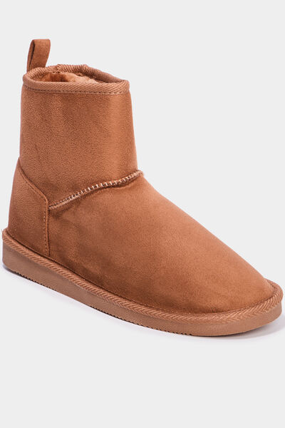 Bottines fourr&eacute;es effet su&eacute;dine marron femme