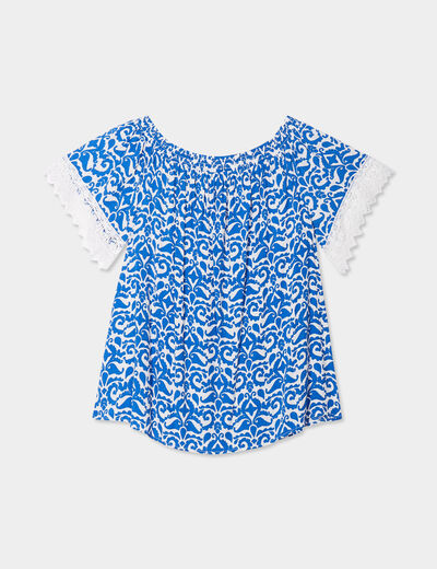 Blouse col bardot manches à dentelle ecru femme grande taille