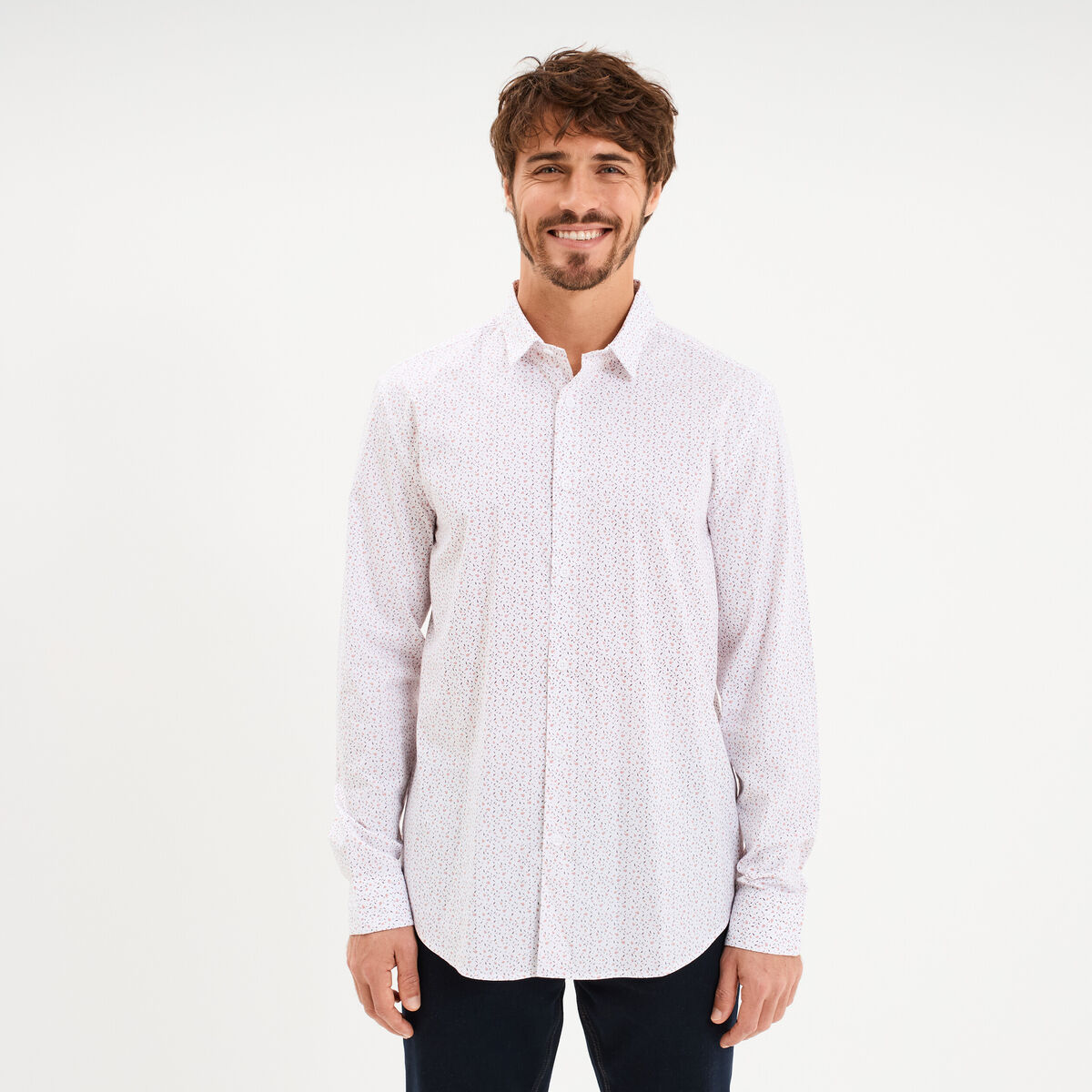 Chemise ajust&eacute;e manches longues blanc homme