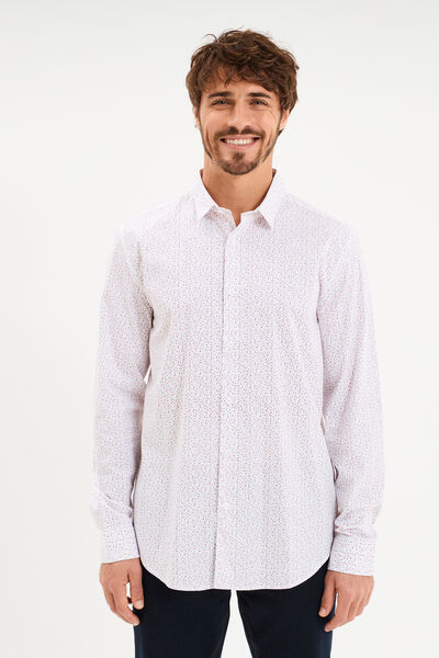Chemise ajust&eacute;e manches longues blanc homme