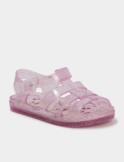 Sandales de plage paillettes rose fille