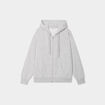 Sweat zippé à capuche molleton gris clair femme
