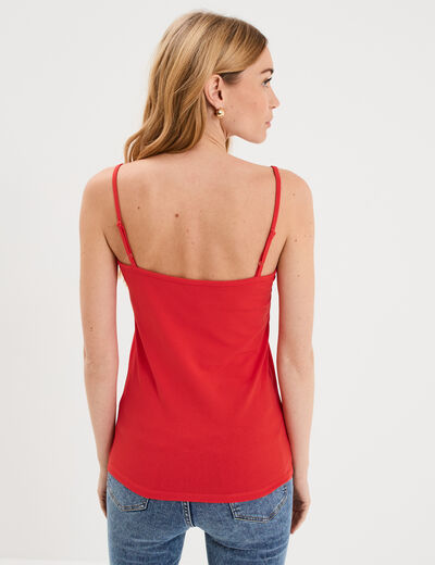 D&eacute;bardeur coton bretelles r&eacute;glables rouge femme