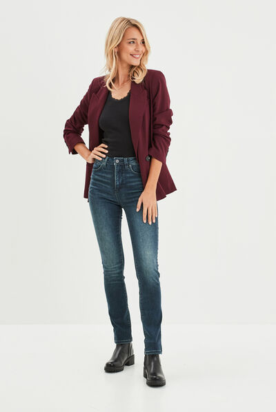 Veste blazer double boutonnage Liberto prune femme