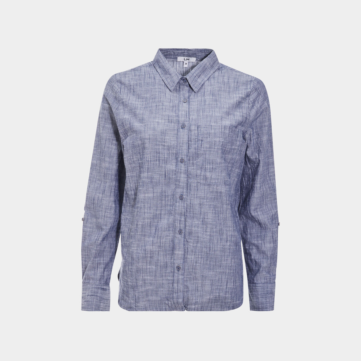 Chemise manches longues lin majoritaire bleu femme