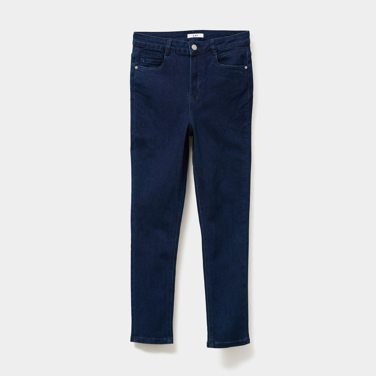 Jeans skinny taille haute cropped denim brut femme