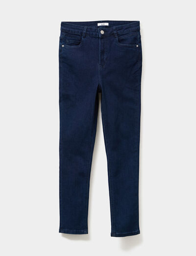Jeans skinny taille haute cropped denim brut femme
