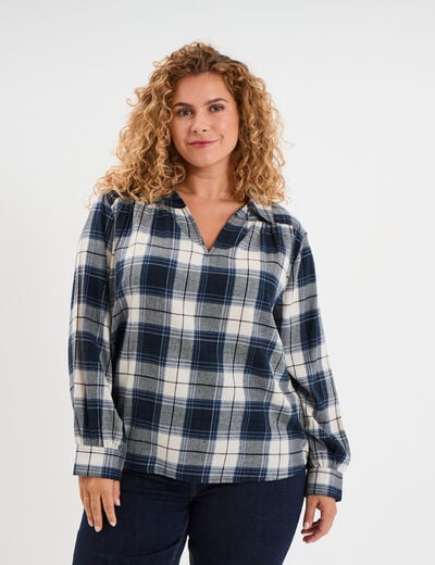 Blouse droite manches longues bleu marine femme grande taille