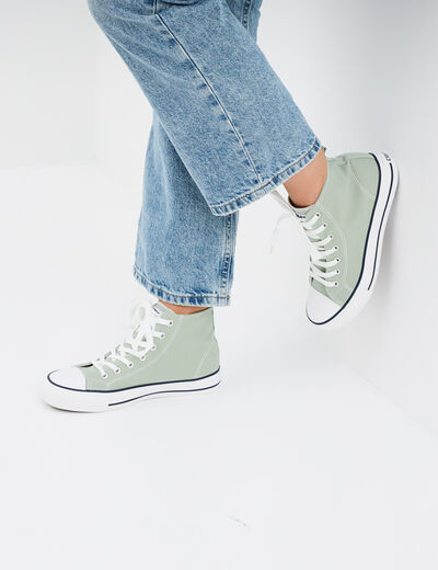 Baskets montantes en toile Creeks vert clair femme