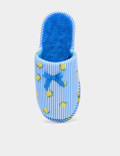 Chaussons mules doubl&eacute;s multicolore femme